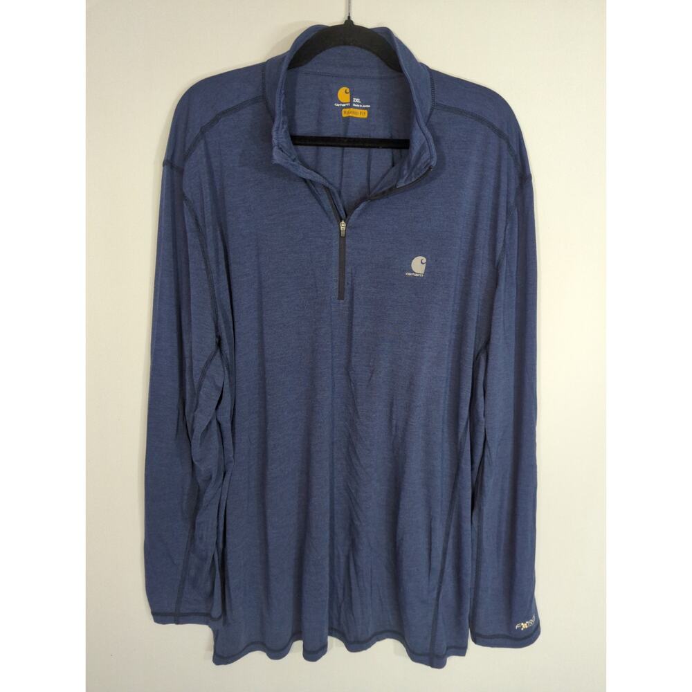 Carhartt‎ Relaxed Fit Lightweight 1/4 Zip Navy Blue Leisure Pullover Men's XXL